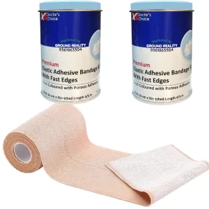 2 Packs Elastic Adhesive Bandage B.P 10cm x 4/6 m Stretchable Roll Doctors Choice for First Aid Wrap Joint Muscle Hand Legs Ankle Knee Foot Medical Elastic Adhesive Crepe Bandage, Waterproof