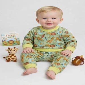 Unisex kids winter clothing set made of soft warm fabric.