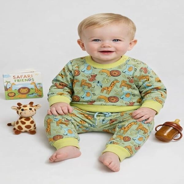 Unisex kids winter clothing set made of soft warm fabric.
