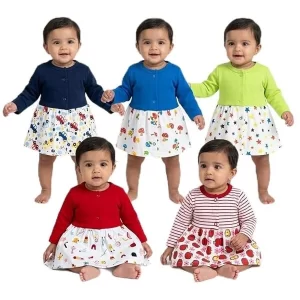 VParents full sleeve cotton frocks for girls in a comfortable short A-line.