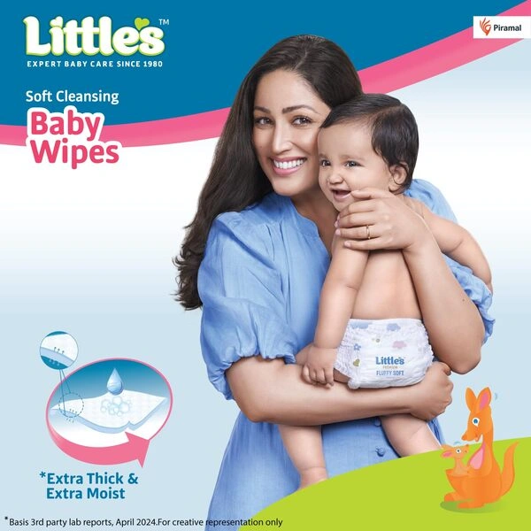 Little's Soft Cleansing Baby Wipes with Lid | 80 Wipes x Pack of 10 -800 Wipes | Extra Thick & Moist Wet Wipes for Baby's | Prevents Rashes & Redness with Goodness of Aloe Vera, Vitamin E & Jojoba Oil - Image 2