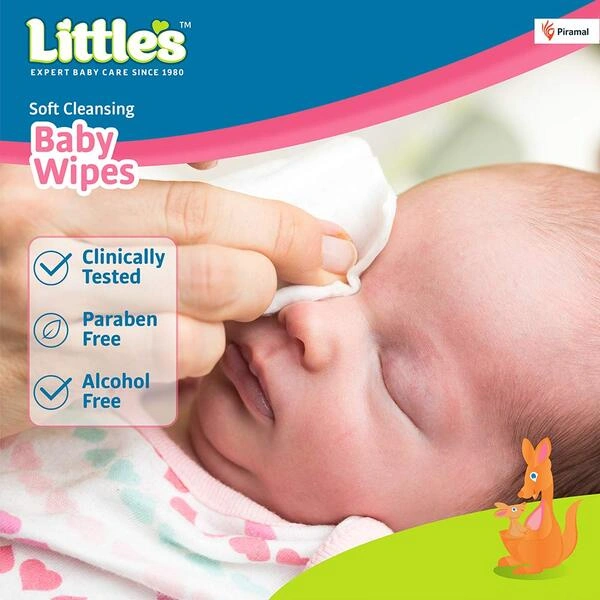 Little's Soft Cleansing Baby Wipes with Lid | 80 Wipes x Pack of 10 -800 Wipes | Extra Thick & Moist Wet Wipes for Baby's | Prevents Rashes & Redness with Goodness of Aloe Vera, Vitamin E & Jojoba Oil - Image 3