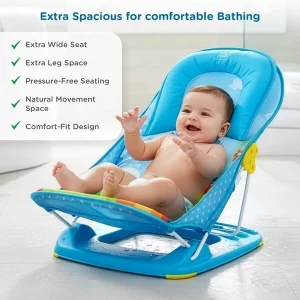 Mee Mee foldable baby bath chair with soft mesh seat.