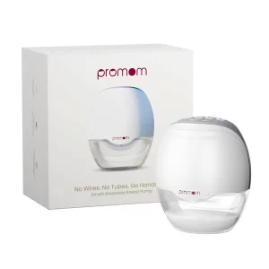 Promom wearable electric breast pump with a portable cordless design.