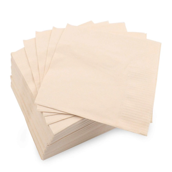 Pack of 100 disposable compostable bamboo dinner napkins for eco-friendly events.