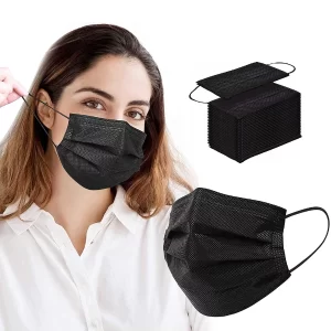 100pcs Black Disposable Face Masks 3Ply Black Face Mask Disposable Masks Breathable