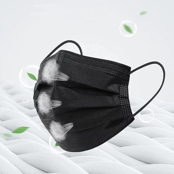 100pcs Black Disposable Face Masks 3Ply Black Face Mask Disposable Masks Breathable - Image 2