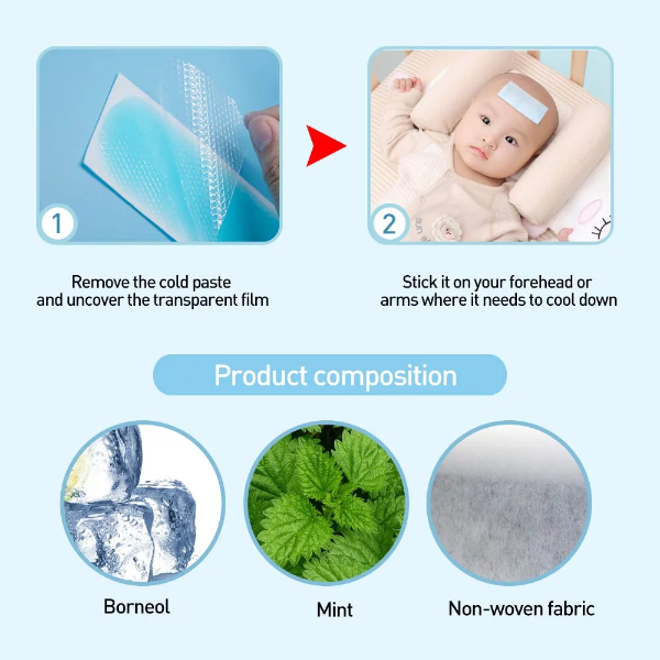 20pcs Fever Cooling Gel Patches 8 Hours Cooling Forehead Strips Cooling Gel Sheet for Dog Foot Baby Kids Children Adult Relieve Headache, Toothache Pain, Drowsiness, Fatigue, Refreshing, Sunstroke - Image 4