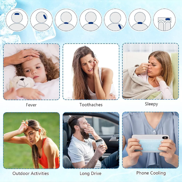 Cooling Forehead Strips Cooling Gel Sheet for Relieve Headache, Toothache Pain, Drowsiness, Fatigue, Refreshing, Sunstroke, Fever Cooling Gel Patches, For Kids, Men And Women(BLUE) 10PCS - Image 2
