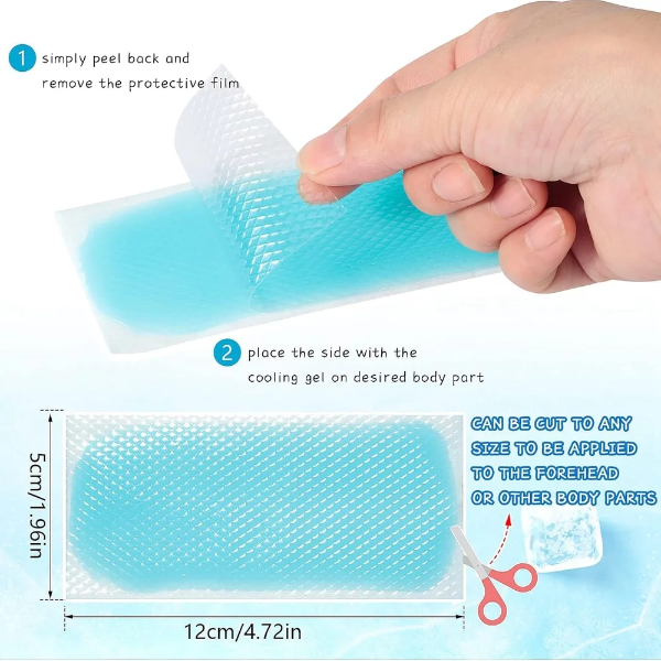 Cooling Forehead Strips Cooling Gel Sheet for Relieve Headache, Toothache Pain, Drowsiness, Fatigue, Refreshing, Sunstroke, Fever Cooling Gel Patches, For Kids, Men And Women(BLUE) 10PCS - Image 4