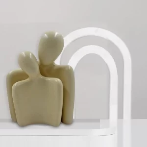 Romantic abstract couple sculpture set in premium ceramic.