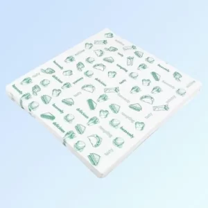Pack of 100 pre-cut Chef Choice 10x10 inch butter paper sheets for food wrapping.