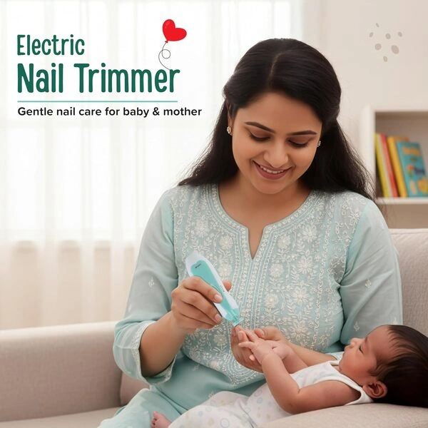 The durable stainless steel components and dust covers of the Electric Baby Nail Trimmer kit.