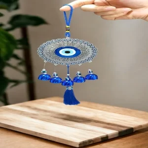 Protective evil eye wind chimes with 5 bells for home decoration