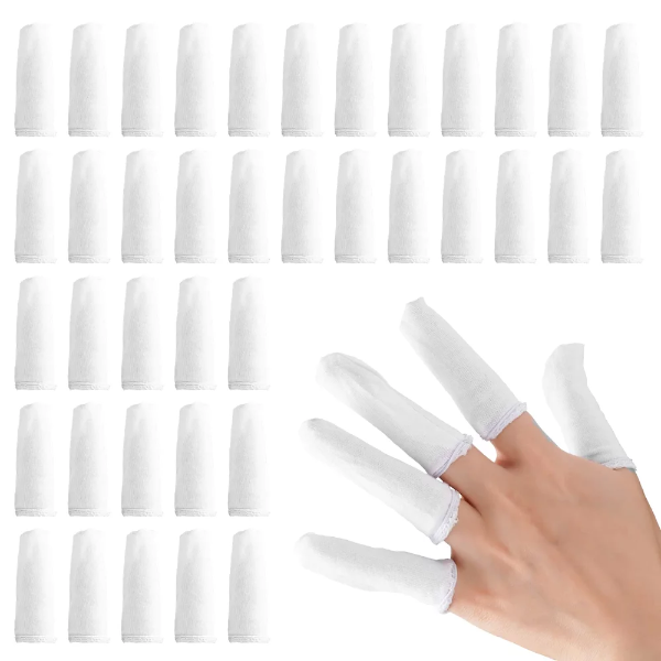 200 Pcs Cotton Finger Cots Finger Guards Hand Toe Thumb Fingertips Sleeves Protector by EORTA, Comfortable, Breathable, Absorb Sweat, Reusable, Protect The Wound from Infection, White