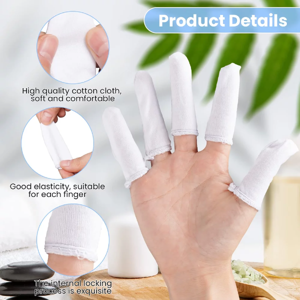 200 Pcs Cotton Finger Cots Finger Guards Hand Toe Thumb Fingertips Sleeves Protector by EORTA, Comfortable, Breathable, Absorb Sweat, Reusable, Protect The Wound from Infection, White - Image 3