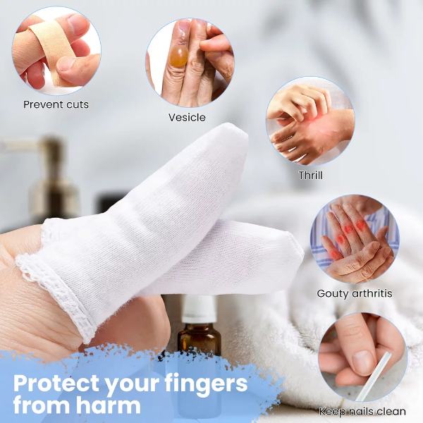 200 Pcs Cotton Finger Cots Finger Guards Hand Toe Thumb Fingertips Sleeves Protector by EORTA, Comfortable, Breathable, Absorb Sweat, Reusable, Protect The Wound from Infection, White - Image 4