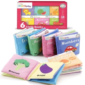 Firstcry Intellibaby educational sensory cloth baby books with crinkle pages.
