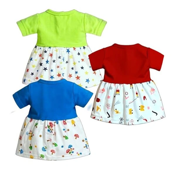 VParents A-line cotton frocks for girls in short playful silhouette.