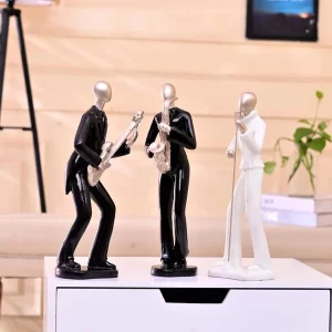 Amazon Basics black and gold metal musician figurine set