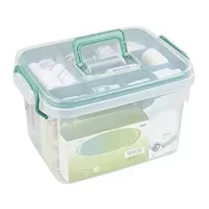 2heet Portable Emergency Medical Kit Storage Box with Locking Lid & Carry Handle for Home Travel Camping First Aid Organizer