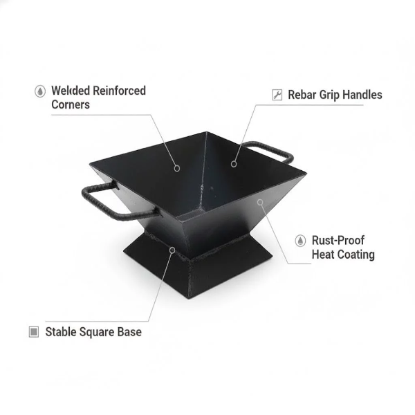 100% Iron Hawan Kund for Home Big Size | Durable Iron Large Havan Kund with Handles | Traditional Hawan Kund for Daily Pooja, Grah Pravesh, Wedding & Temple Use (Size - 12inch) - Image 3