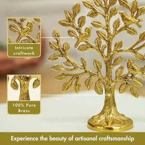 Pure brass Tree showpiece Kalpavriksha statue for Vastu decor.