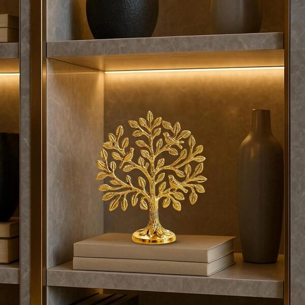 BEHOMA 100% Pure Brass Kalpvriksh Tree with Birds | Kalpavriksha Tree of Life Showpiece for Table Decor (5.9 inch) | kalpvriksha Vastu & Fengshui Decor, Home & Puja Temple Ornament, Good Luck Gift - Image 4