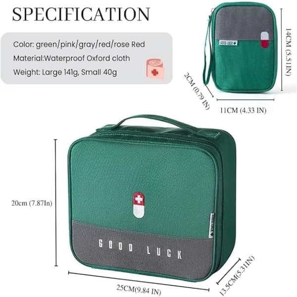 2pcs Medicine Pouch Empty First Aid Kit Bag For Travel, Home, Camping, Sports Emergency Survival Medicine Storage Bag Medicine Pouch Travel Medicine Organizer Pouch For Travel First Aid Bag - Image 3