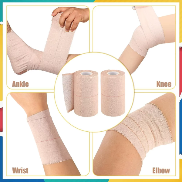 2 Packs Elastic Adhesive Bandage B.P 10cm x 4/6 m Stretchable Roll Top O Plast for First Aid Wrap Joint Muscle Hand Legs Ankle Knee Foot Medical Elastic Adhesive Crepe Bandage - Image 3