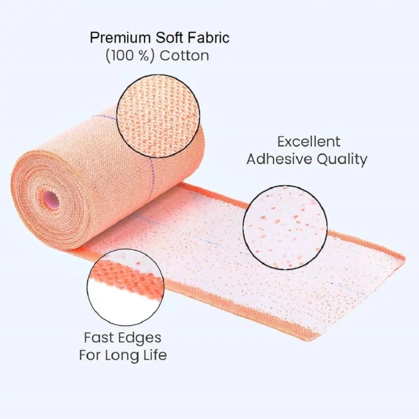 2 Packs Elastic Adhesive Bandage B.P 10cm x 4/6 m Stretchable Roll Top O Plast for First Aid Wrap Joint Muscle Hand Legs Ankle Knee Foot Medical Elastic Adhesive Crepe Bandage - Image 4