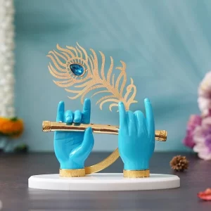 24k gold plated Krishna hands with flute figurine