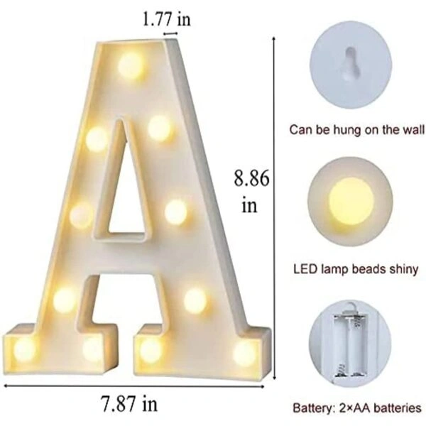 VRB Dec™ 1 Pcs Marquee Alphabet light letters/letter light/Alphabet/led alphabet letters/Aesthetic room/wall decor items/Birthday decoration items - Image 2