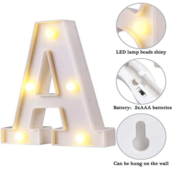 VRB Dec™ 1 Pcs Marquee Alphabet light letters/letter light/Alphabet/led alphabet letters/Aesthetic room/wall decor items/Birthday decoration items - Image 3