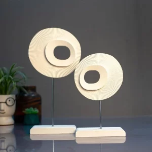 Twin minimalist Zen white sculpture showpiece for home decor