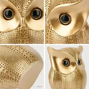 Handcrafted golden lucky owl art figurine for luxurious home decor