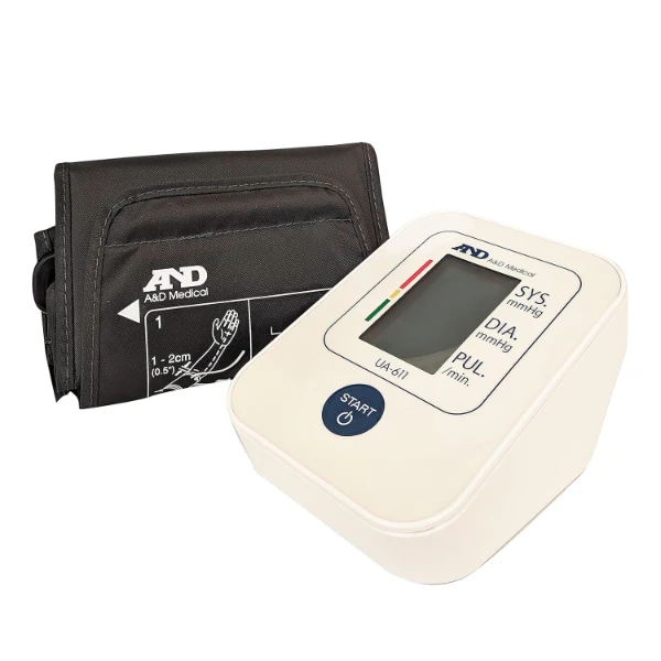 Close-up of the WHO indicator and Irregular Heartbeat icon on the A&D Blood Pressure Monitor.