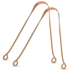 Ayurvedic copper tongue scraper 2 pack for oral care and bad breath relief.