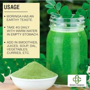 Organic Moringa leaf powder 100g pouch natural immunity booster.