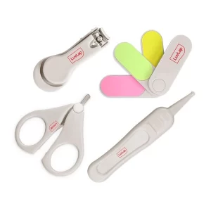 LuvLap 4pc baby nail grooming set in clean white color.