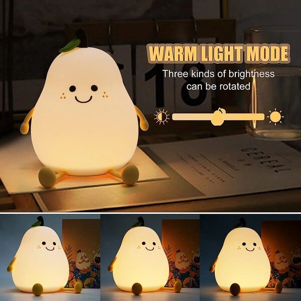 One94Store Rechargeable Silicone Pear Night Lamp – Touch Control 7-Color LED Light for Kids’ Bedroom, Romantic Decor, Valentine Day Gift, Love Gift - Image 2