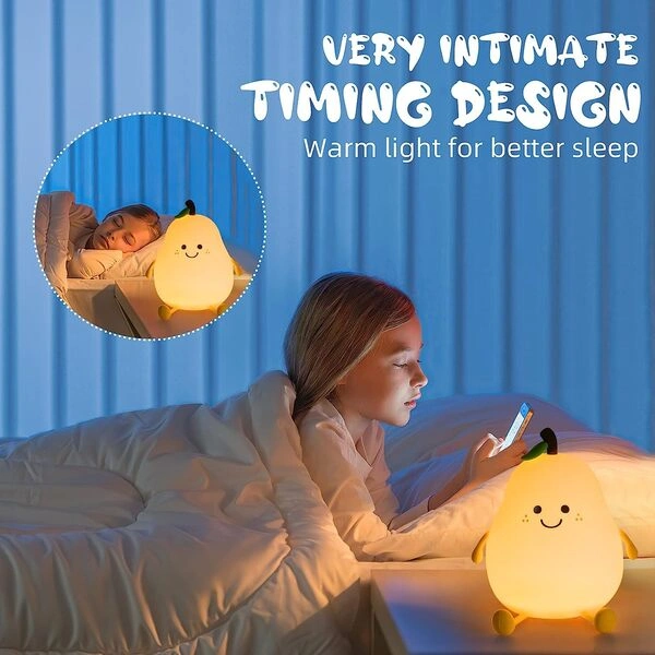 One94Store Rechargeable Silicone Pear Night Lamp – Touch Control 7-Color LED Light for Kids’ Bedroom, Romantic Decor, Valentine Day Gift, Love Gift - Image 3