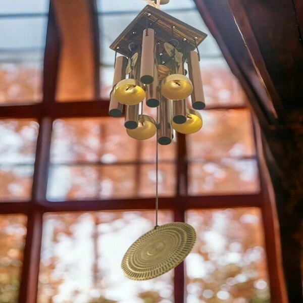Paradigm Pictures Home Decoration Items Wind Chimes for Home (Golden,Pipe & Hanging Bells) - Image 3