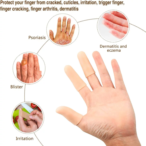20 Pieces Gel Finger Protector, Finger Cots Silicone Finger Cover Cap Gel Finger Sleeves Finger Support for Finger Cracking, Finger Trigger (Apricot) - Image 2