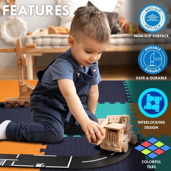 EASY HOME Interlocking Mat - 12mm Thick | 60*60cm 9 Tiles (36 Sq Ft Area) for Kids | Soft & Protective Puzzle Mat for Baby Crawling, Playroom & Exercise - Image 2