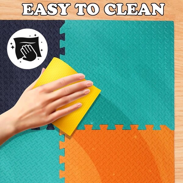 EASY HOME Interlocking Mat - 12mm Thick | 60*60cm 9 Tiles (36 Sq Ft Area) for Kids | Soft & Protective Puzzle Mat for Baby Crawling, Playroom & Exercise - Image 4
