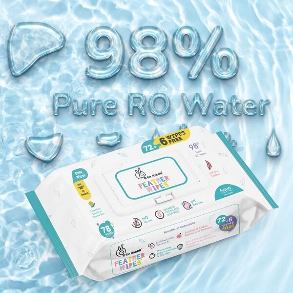 R for Rabbit Feather 234 Baby Wet Wipes for new born Combo Pack of 3 - Image 2