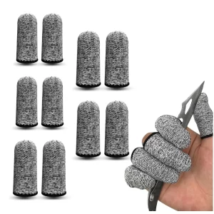 10 PCS Cut Resistant Finger Cots Protector Finger Sleeve Protectors Reusable Finger Guards Finger Covers Protection Cots for Kitchen,Work, Sculpture, Anti-Slip, Reusable,Gloves Life Extender