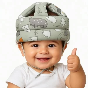 Adjustable infant safety headguard cap with multi-printed patterns and protective padding