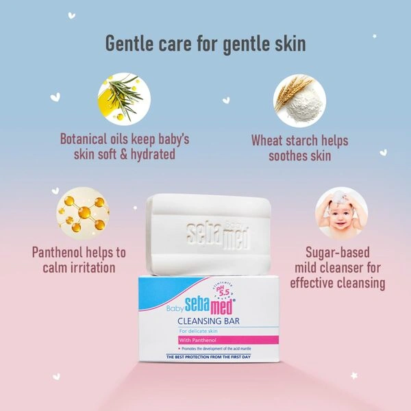 A parent creates a soft lather with the Sebamed Baby Cleansing Bar.